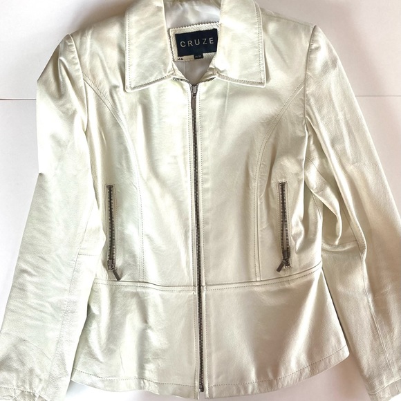 White Genuine Leather Jacket - Picture 6 of 8